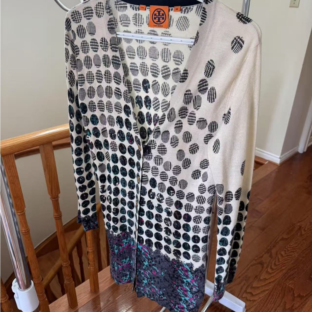 Tory Burch Black and Cream Polka Dot Sweater